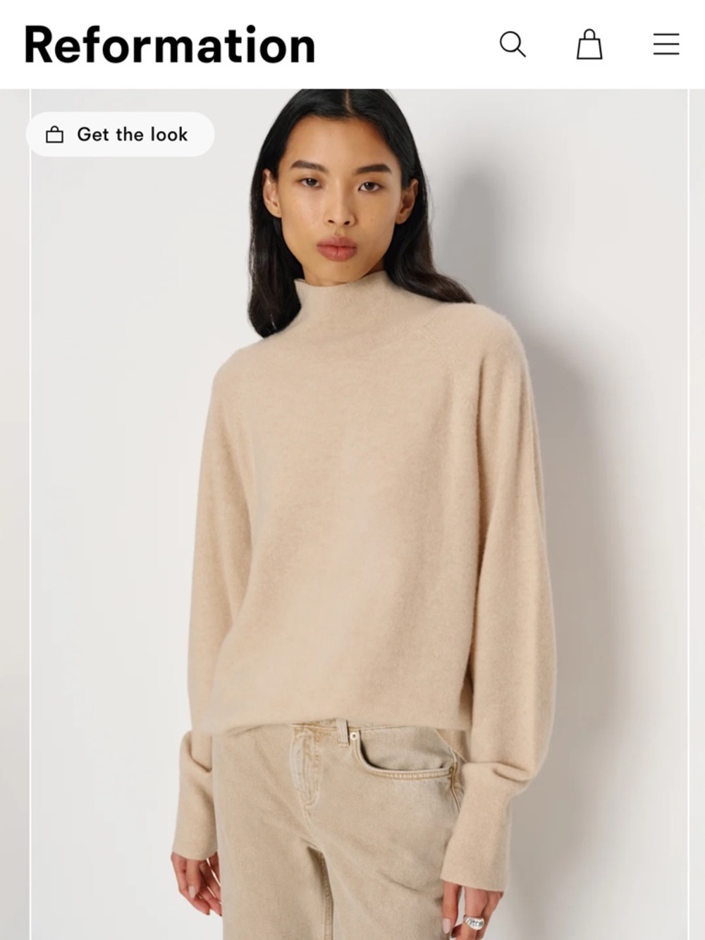 Reformation Meritt Cashmere Turtleneck Sweater